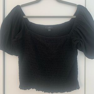 Black JCrew Cotton Ruched Top